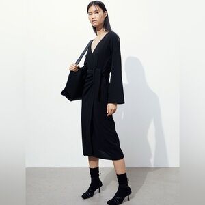 H&M midi black wrap dress size small
